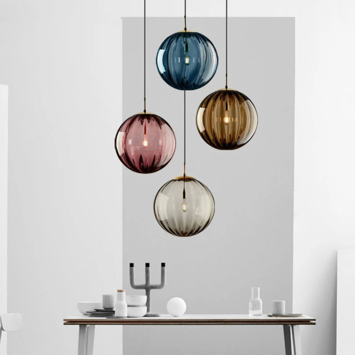 Suspension luminaire verre boule multicolore nordique — Bella