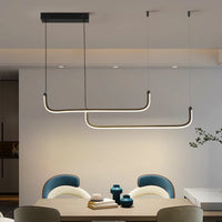 Suspension luminaire métal noir linéaire salle à manger LED 90cm — Linea — photo 2