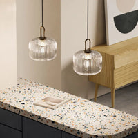 Suspension luminaire verre strié doré cuisine — Stella — photo 6