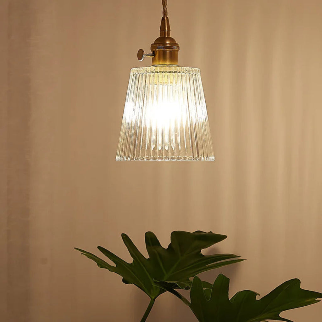 Suspension luminaire verre strié vintage chambre cuivre — Rosa — photo 3