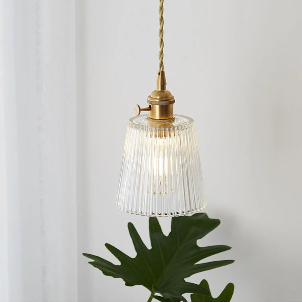 Suspension luminaire verre strié vintage chambre cuivre — Rosa — photo 2
