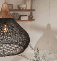 Suspension luminaire rotin noir cône chambre wabi-sabi — Wabi — photo 2