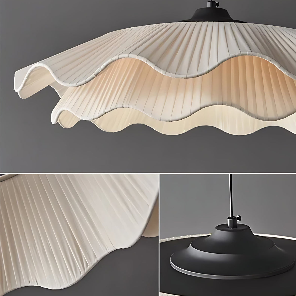Suspension luminaire tissu plissé salon style coréen — Lotus — photo 7