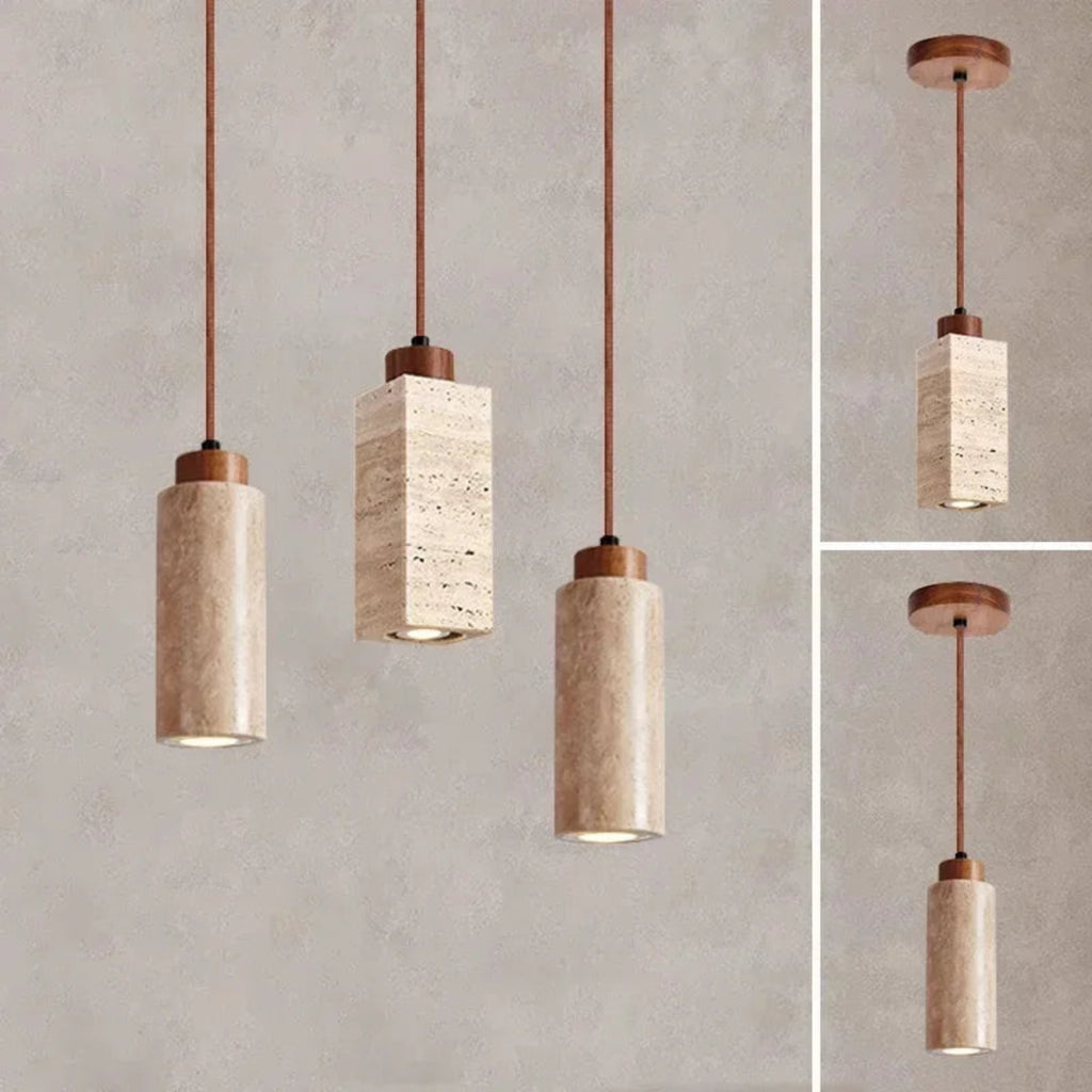 Suspension luminaire pierre naturelle chambre wabi-sabi — Cava — photo 8
