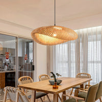 Suspension luminaire bambou tressé salle à manger — Koa