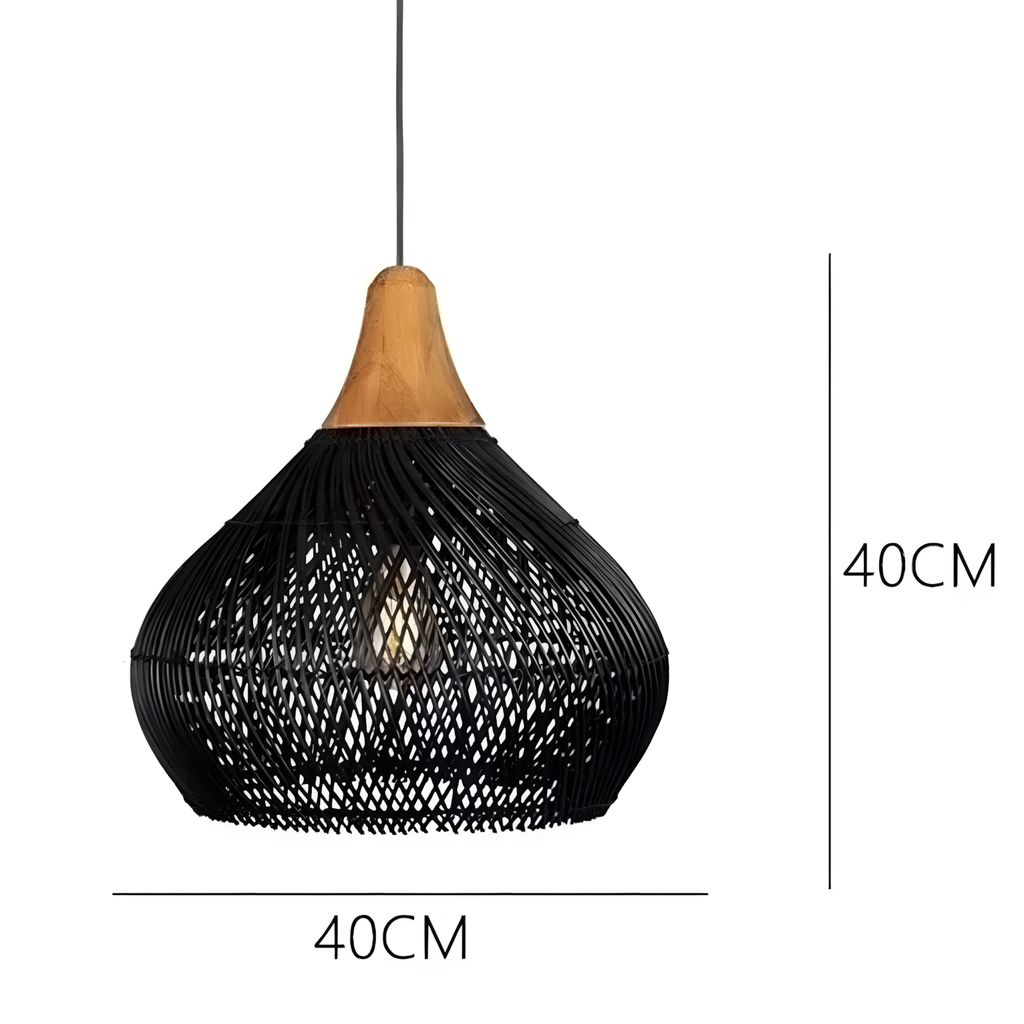 Suspension luminaire rotin noir cône chambre wabi-sabi — Wabi — photo 7