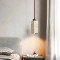 Suspension luminaire pierre naturelle chambre wabi-sabi — Cava — photo 4