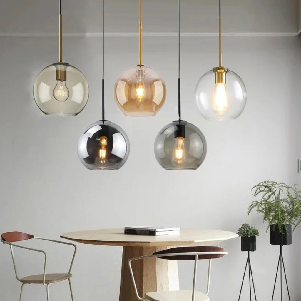 Suspension luminaire verre 3 têtes salle à manger nordique — Triade