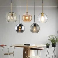 Suspension luminaire verre 3 têtes salle à manger nordique — Triade