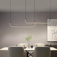Suspension luminaire métal noir linéaire salle à manger LED 90cm — Linea — photo 5