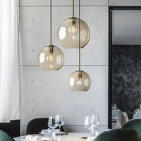 Suspension luminaire verre 3 têtes salle à manger nordique — Triade — photo 2