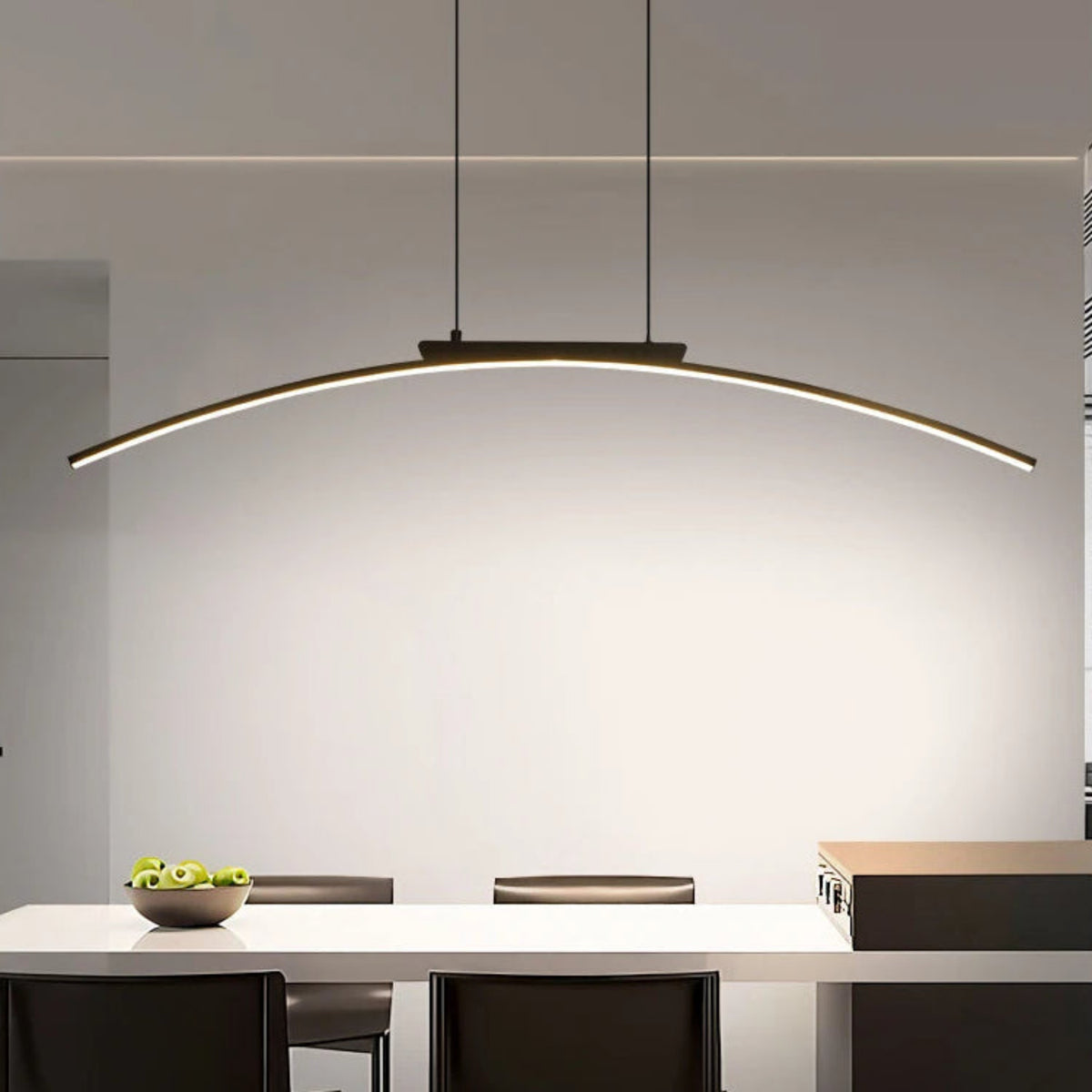 Suspension luminaire métal noir LED arc courbe 100cm — Dara — photo 4