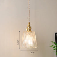 Suspension luminaire verre strié vintage chambre cuivre — Rosa — photo 8