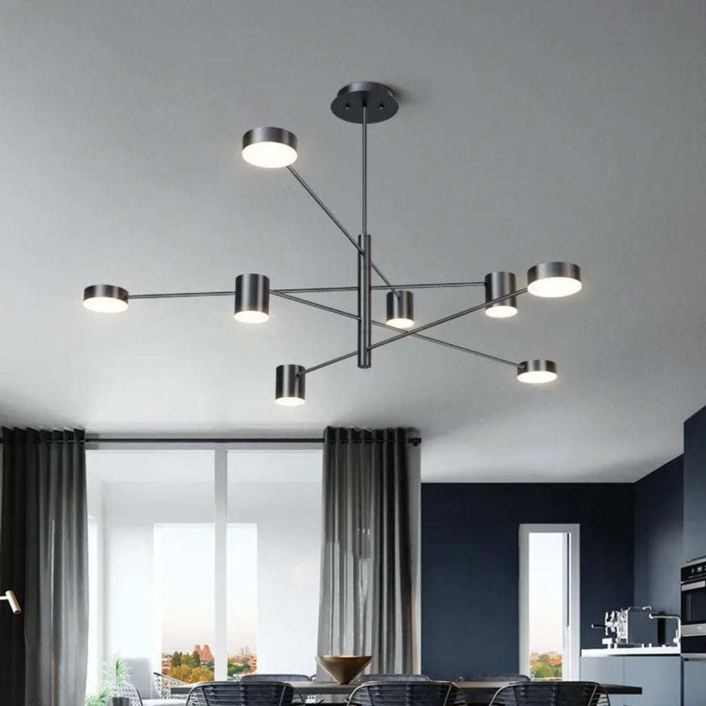 Suspension luminaire métal noir multi-branches salon 140cm — Sputnik — photo 4
