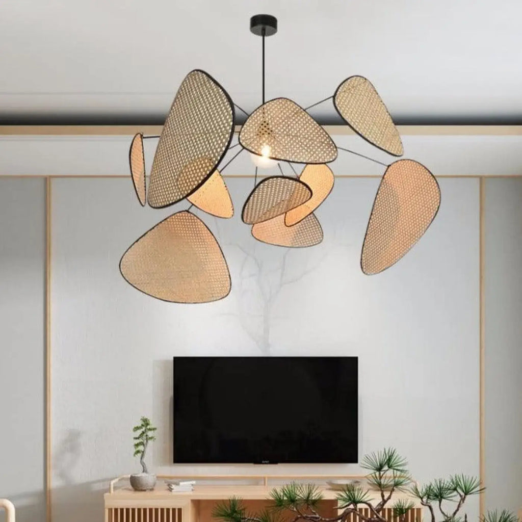 Suspension luminaire rotin pétales salon style japonais — Petra — photo 6
