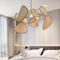 Suspension luminaire rotin pétales salon style japonais — Petra