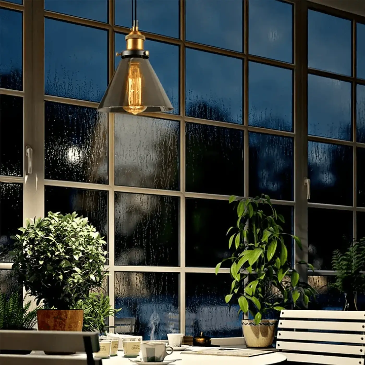 Suspension luminaire verre vintage goutte E27 — Mylan — photo 3