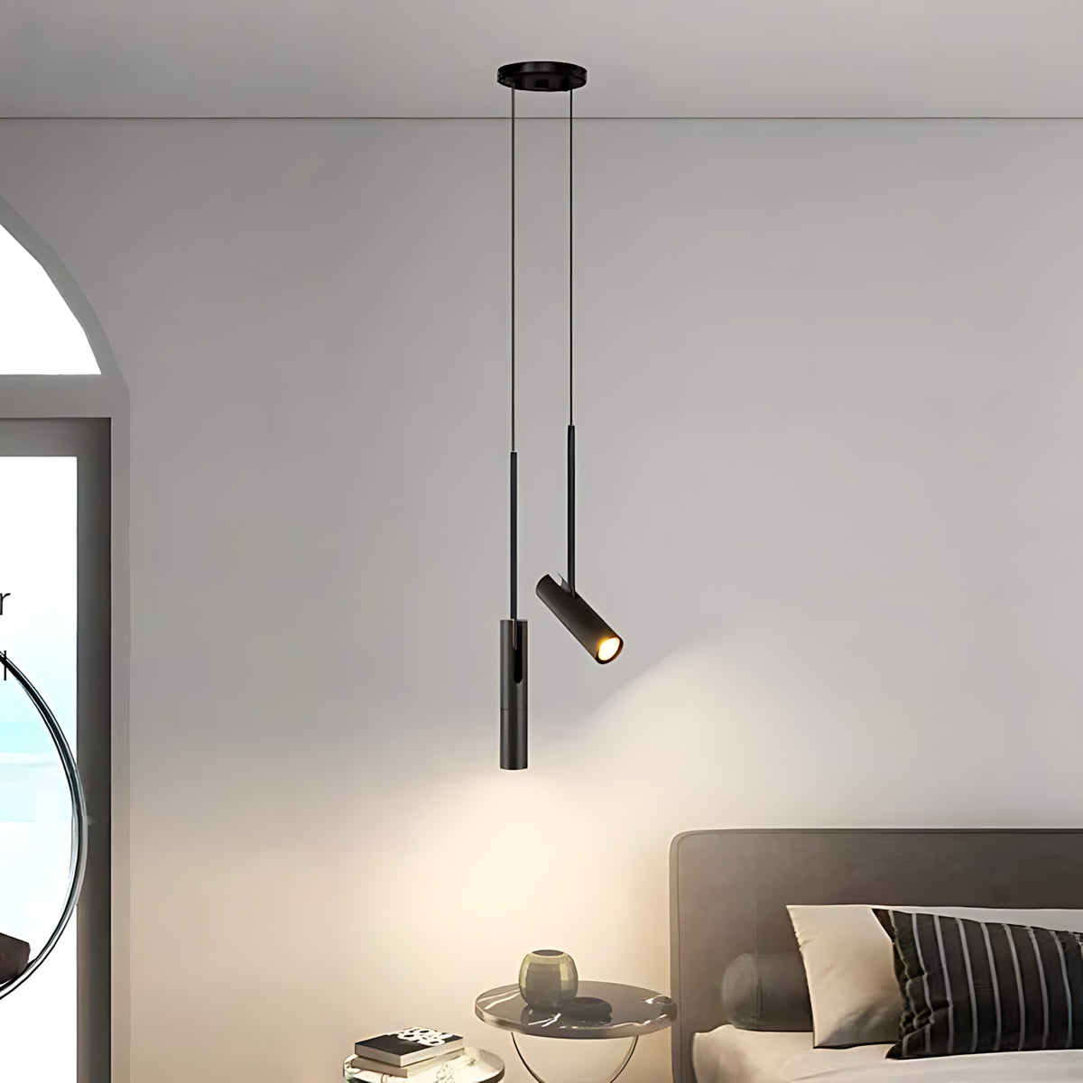 Suspension luminaire métal noir spot GU10 orientable chambre — Orla — photo 4