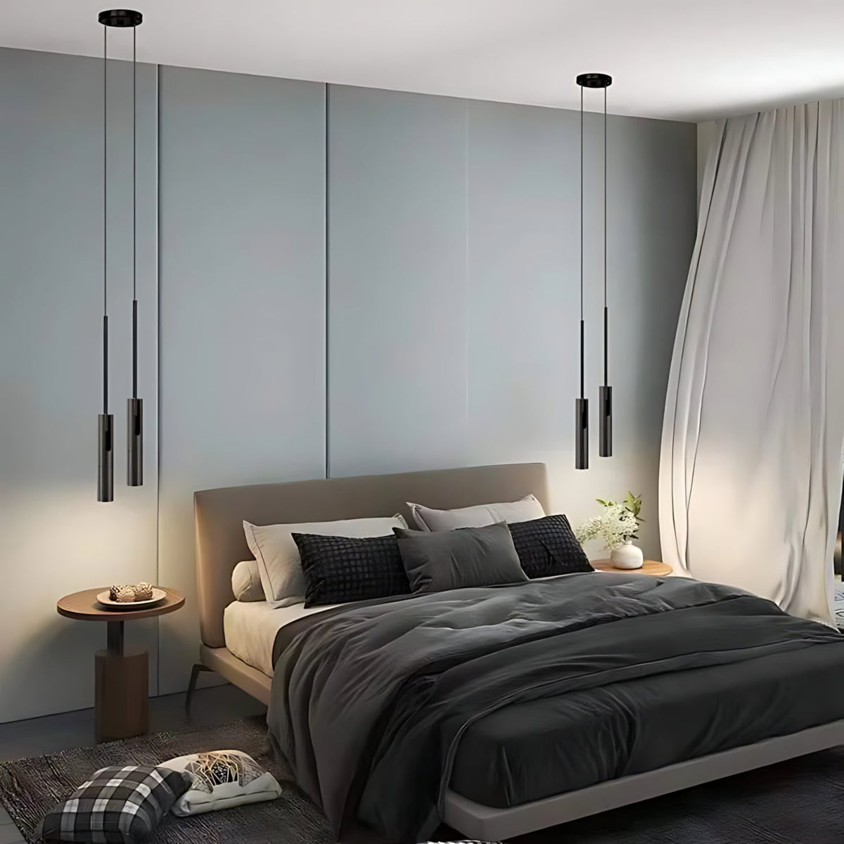 Suspension luminaire métal noir spot GU10 orientable chambre — Orla