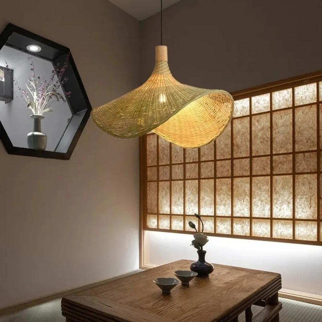 Suspension luminaire rotin feuille organique naturel — Nova — photo 2